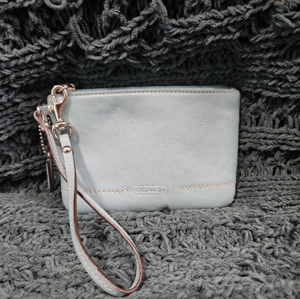 Coach Light Blue Leather Wristlet